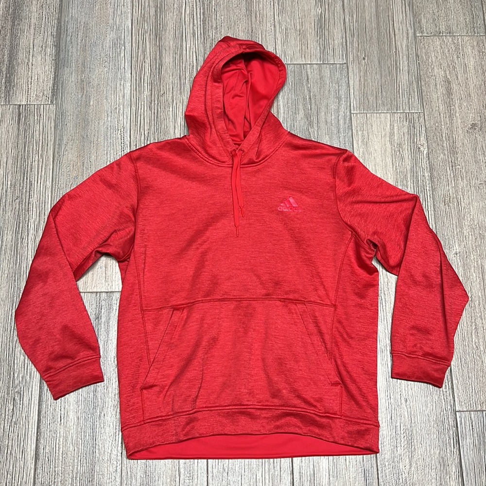 Adidas Climawarm Mens Pullover Hoodie Red Size XL